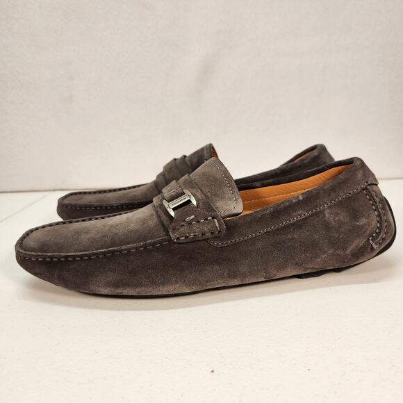 Magnanni Classic Slip On Suede Driving Dress Loafers Grey Men's Size 8.5M NWOT - Picture 3 of 13